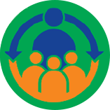 Teamwork and leadership icon representing collaboration, group coordination, and leadership skills
