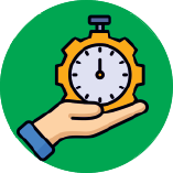 Time management icon showing clock and planning for productivity and efficiency