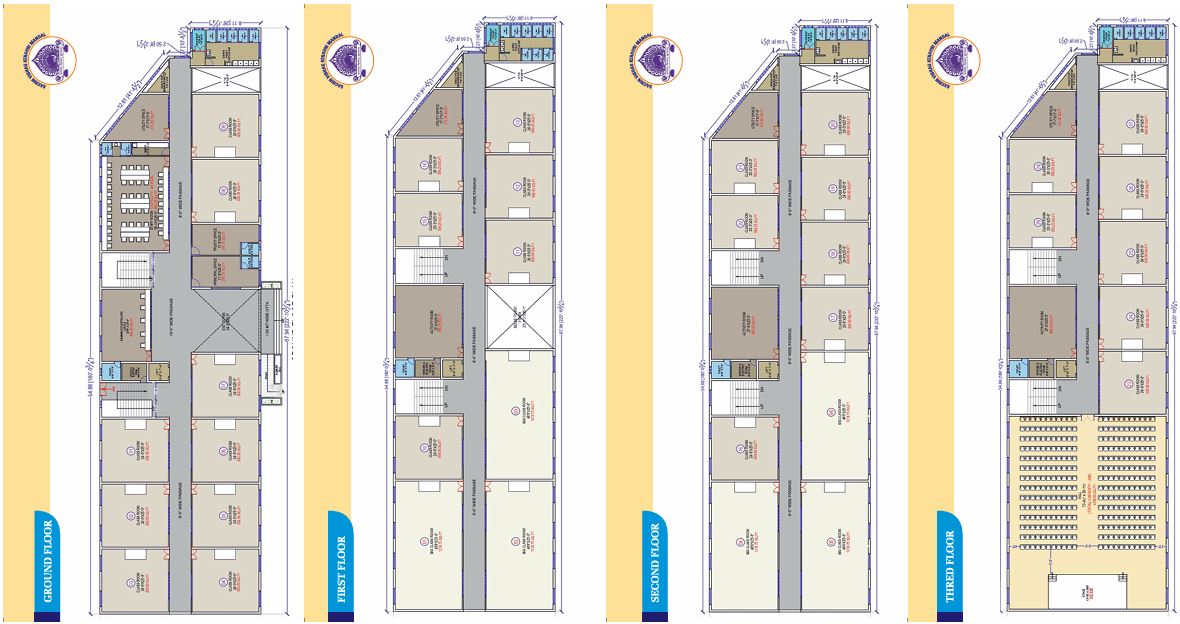 College building layout plan showing classrooms, labs, and campus facilities design